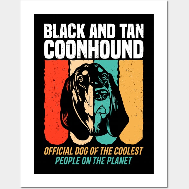 Retro Black and Tan Coonhound Funny Wall Art by White Martian